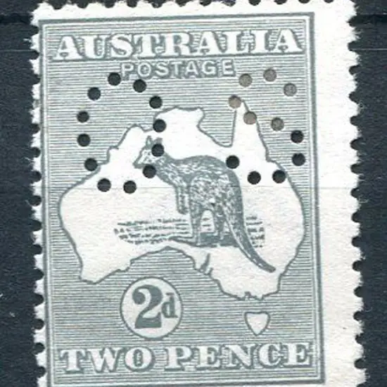 1913 2d deep grey kangaroo, 1st wmk perfined small ...