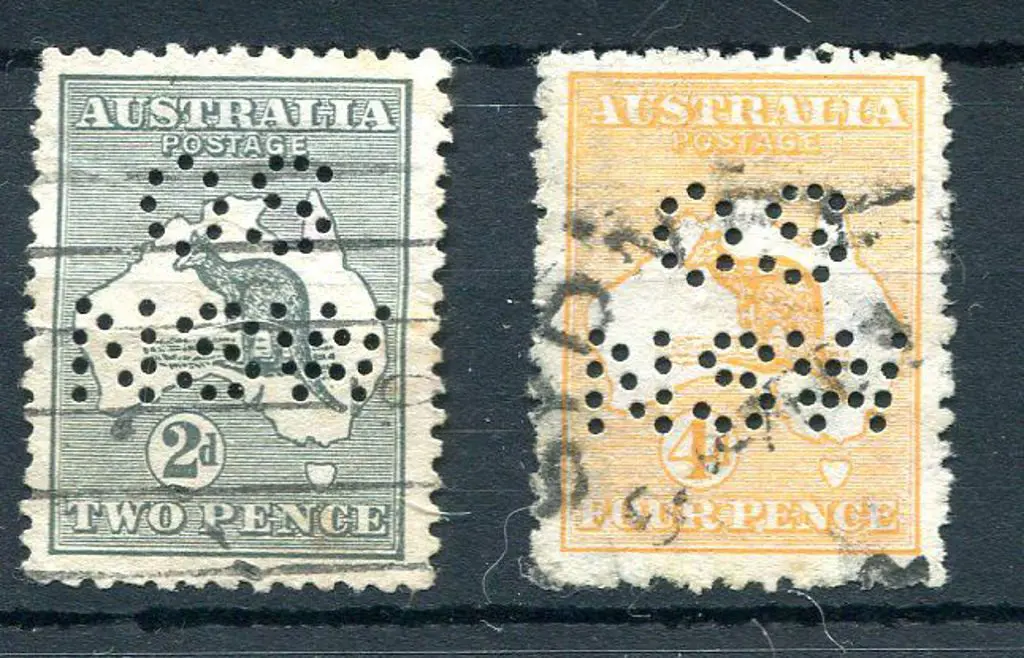 1913 2d grey & 4d orange, 1st wmk perfined ... Image 1++