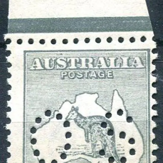 1915/28 2d grey, 3rd wmk perfined "OS". Top ...