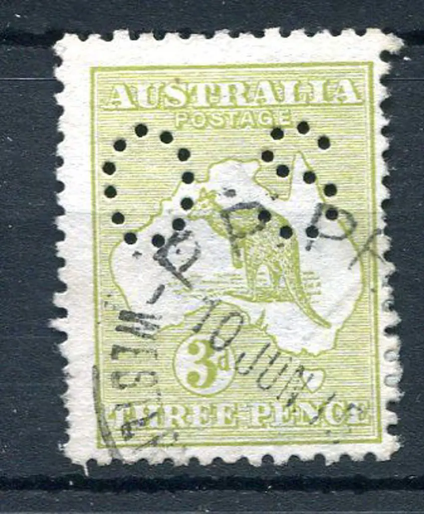 1913 3d olive, Die II, 1st wmk perfined small "OS. ... Image 1++