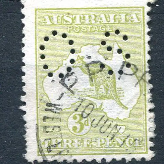 1913 3d olive, Die II, 1st wmk perfined small "OS. ...