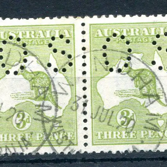 1915/28 3d olive-green in Die II - Die I pair ...