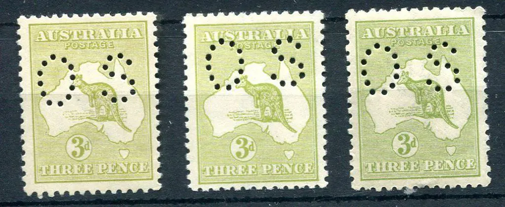 1915/28 3d pale olive, 3d olive & 3d olive-green ... Image 1++