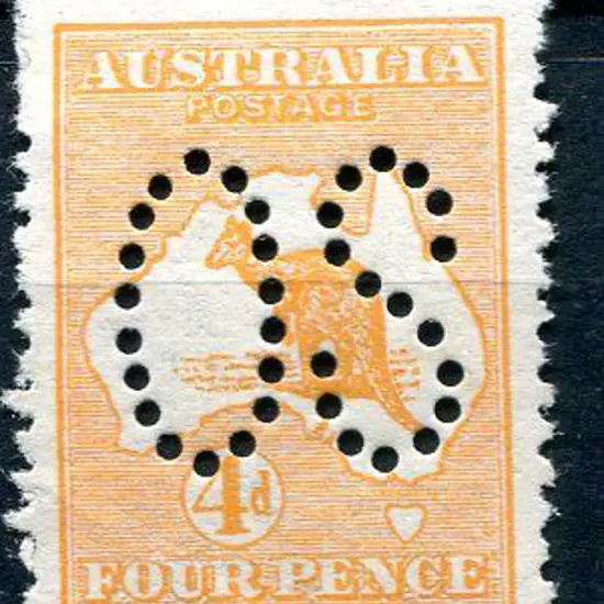 1913 4d orange, 1st wmk perfined large "OS". MLH ...