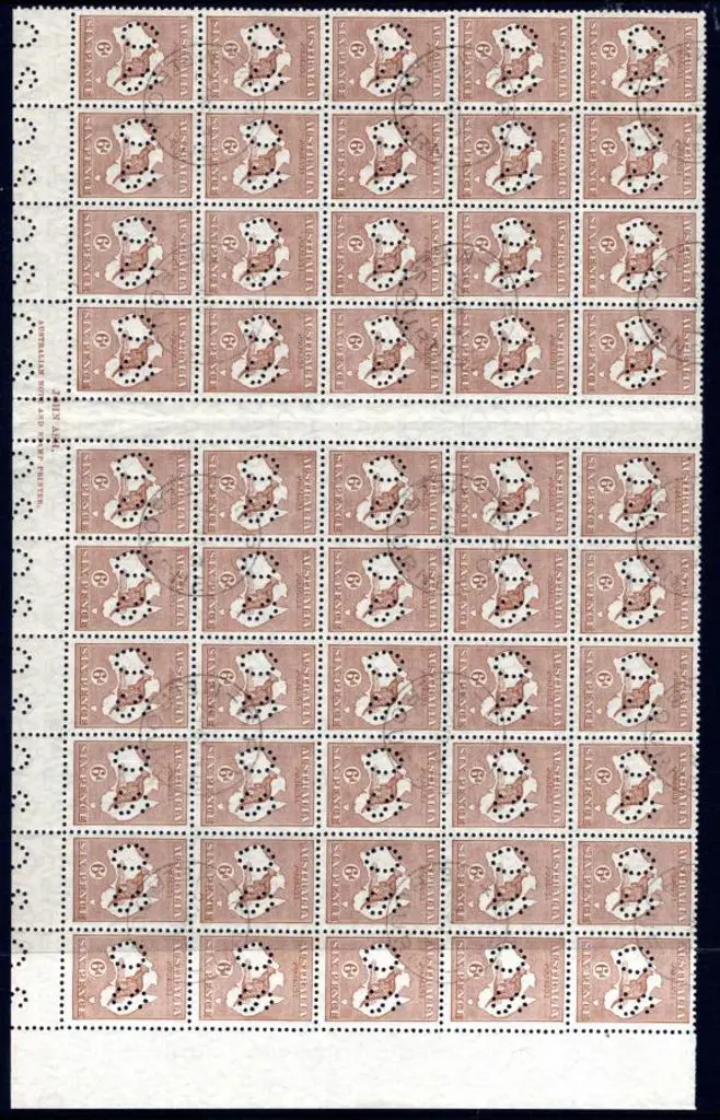 1929/30 6d pale chestnut, SMW perfined "OS" in ... Image 1++
