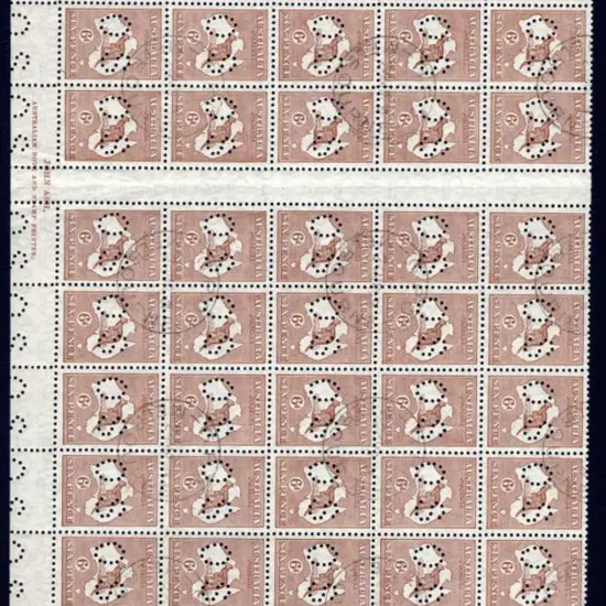 1929/30 6d pale chestnut, SMW perfined "OS" in ...