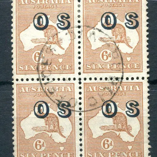 1931/47 6d chestnut ovptd "OS" postally used block ...