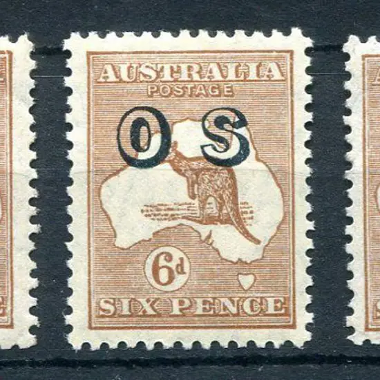 1929/30 6d chestnut ovptd "OS" x 3 with MUH, MLH & ...