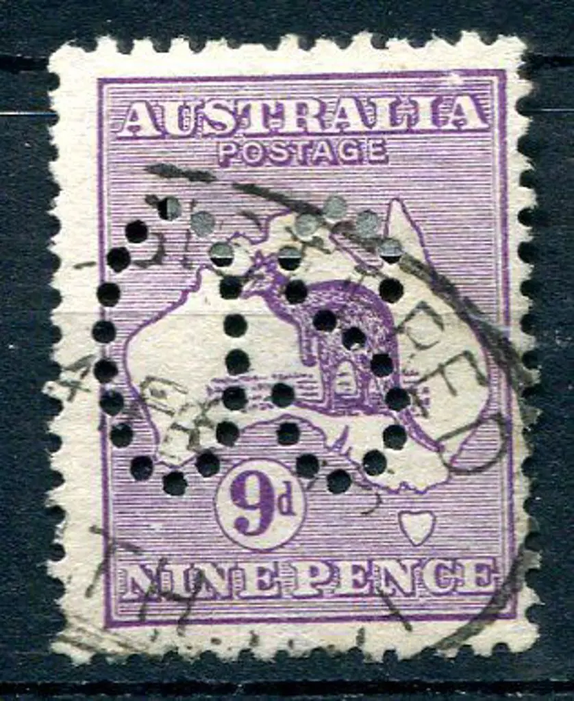 1913 9d violet, 1st wmk perfined large "OS" with ... Image 1++