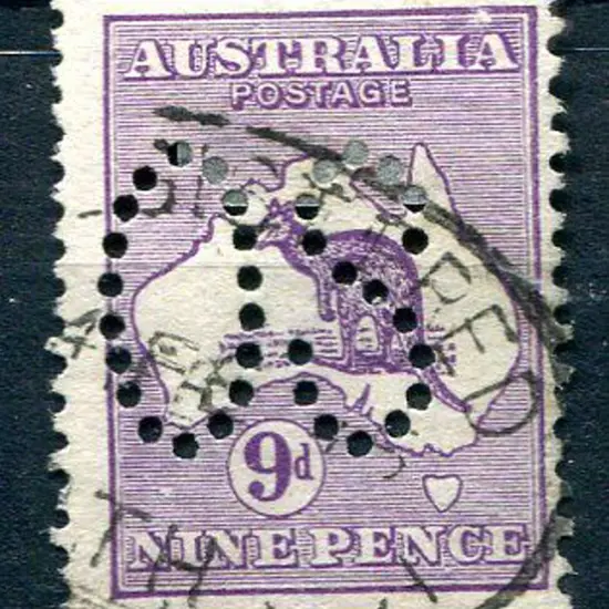 1913 9d violet, 1st wmk perfined large "OS" with ...
