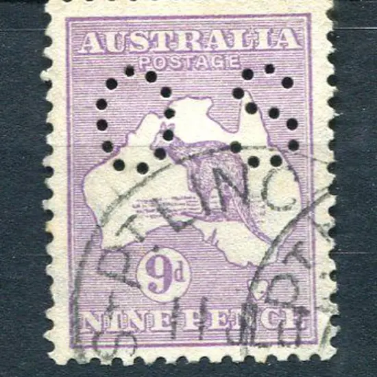1915 9d violet, 2nd wmk perfined small "OS". Fine ...
