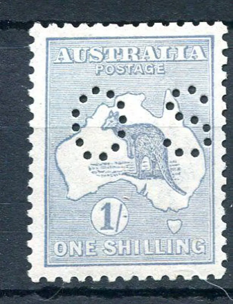 1918 1/- grey-green, 3rd wmk perfined "OS". MLH & ... Image 1++