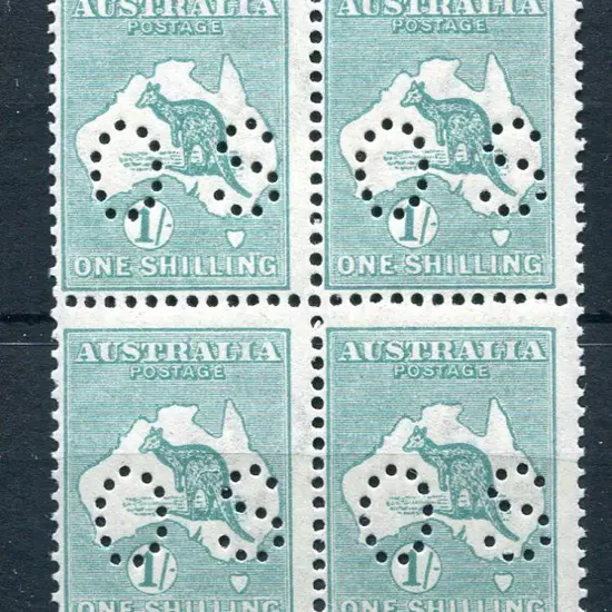 1915/29 1/- blue-green kangaroo, 3rd wmk, Die IIB ...