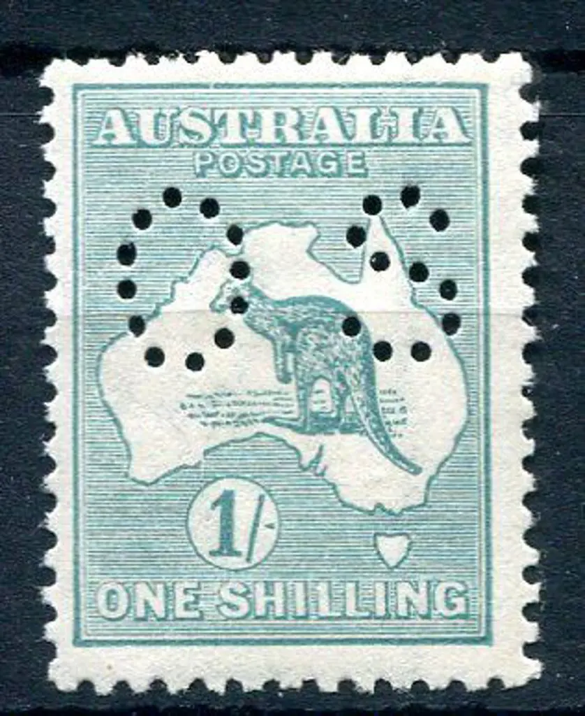 1915/28 1/- blue-green, 3rd wmk, Die IIb perfined ... Image 1++