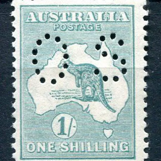 1915/28 1/- blue-green, 3rd wmk, Die IIb perfined ...