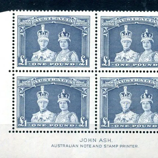 1929/30 1/- emerald, SMW kangaroo perfined small ...