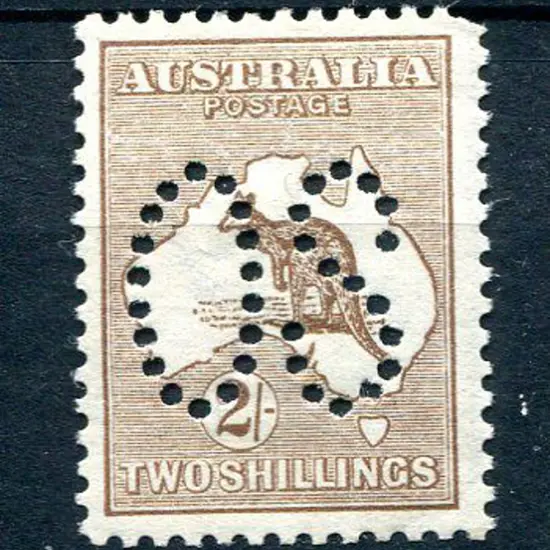 1913 2/- brown kangaroo, 1st wmk perfined large ...