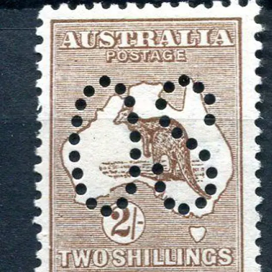 1913 2/- brown kangaroo, 1st wmk perfined large ...