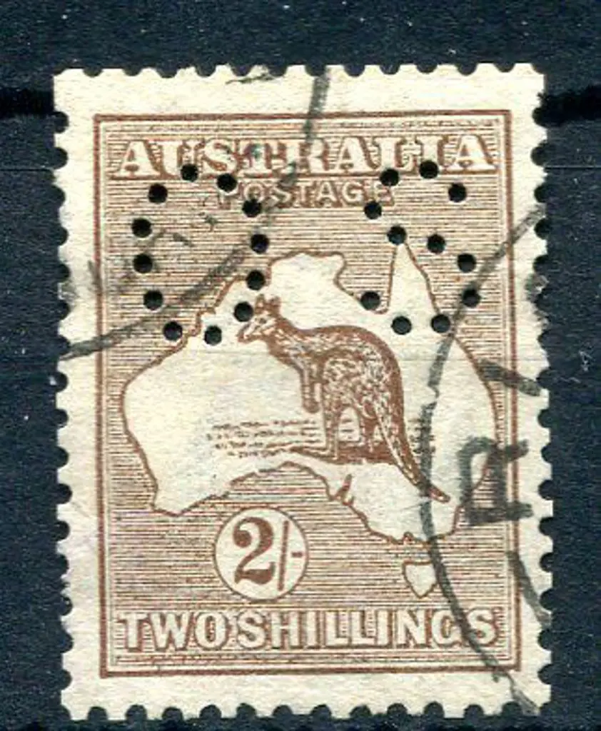 1913 2/- brown, 1st wmk perfined small "OS". Fine ... Image 1++