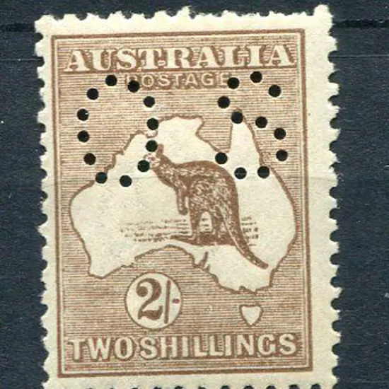 1915/28 2/- reddish-brown perfined "OS" MLH, four ...