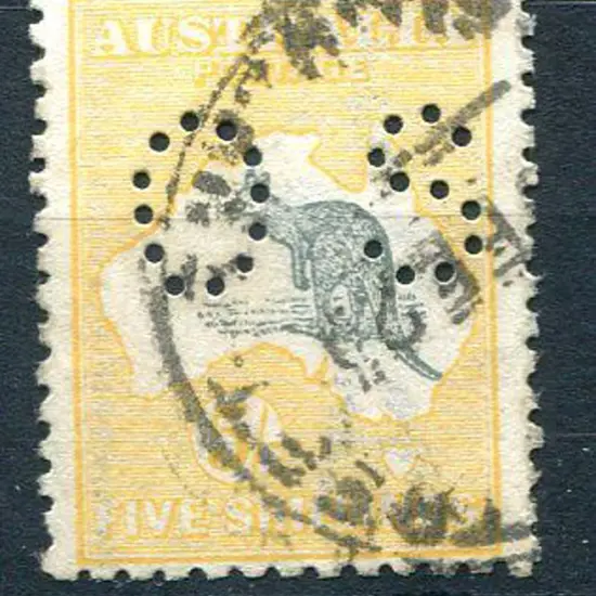 1915 5/- deep grey & yellow, 2nd wmk kangaroo ...