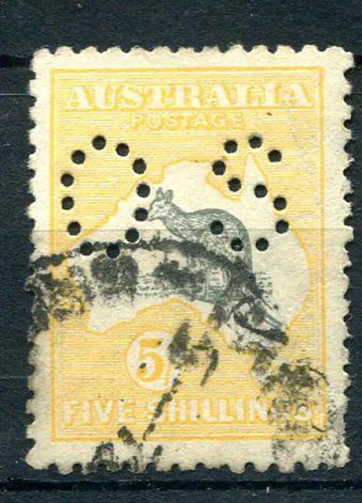 1915 5/- deep grey & yellow kangaroo, 2nd wmk ... Image 1++