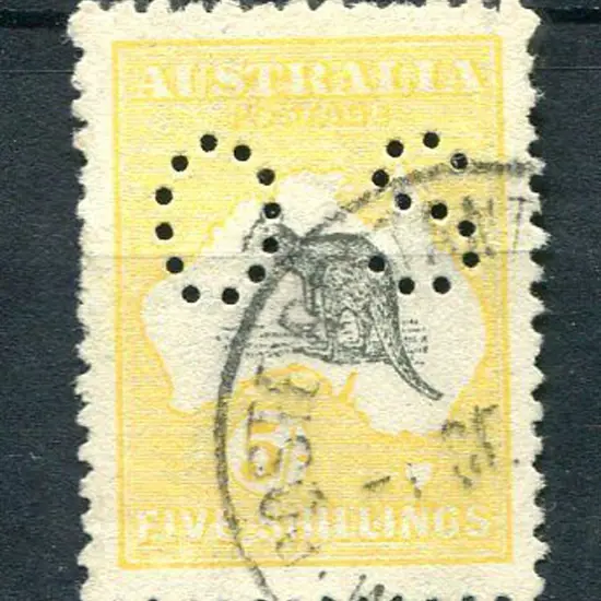 1915 5/- deep grey & yellow, 2nd wmk perfined ...