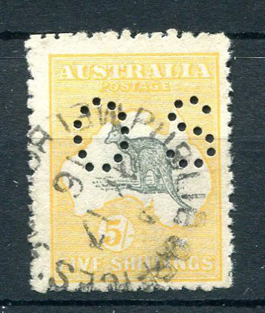 1915 5/- deep grey & yellow kangaroo, 2nd wmk ... Image 1++