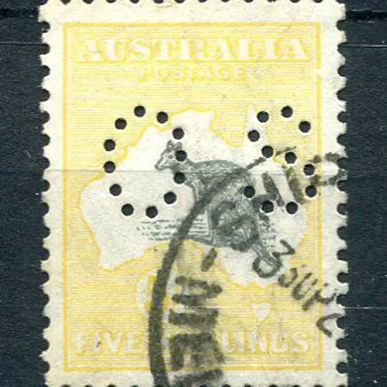 1915 5/- grey & pale yellow kangaroo, 3rd wmk ...