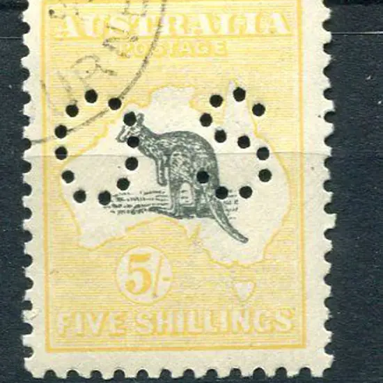 1915/28 5/- grey & pale yellow, 3rd wmk perfined ...