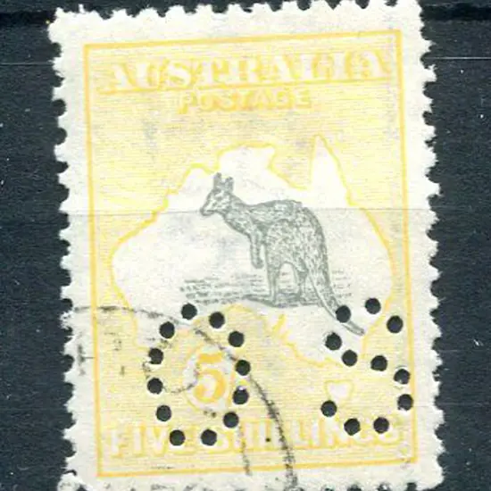 1915/28 5/- grey & pale yellow, 3rd wmk perfined ...