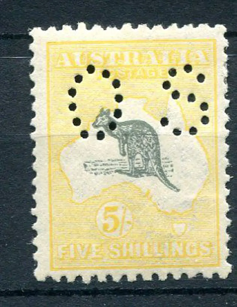 1915/28 5/- grey-black & yellow-orange, 3rd wmk ... Image 1++