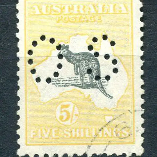 1918 5/- grey & pale yellow kangaroo, 3rd wmk ...