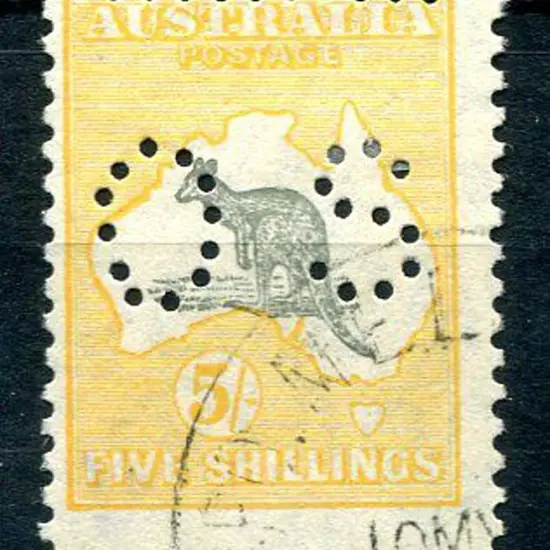 1929 5/- grey & yellow-orange kangaroo, SMW ...
