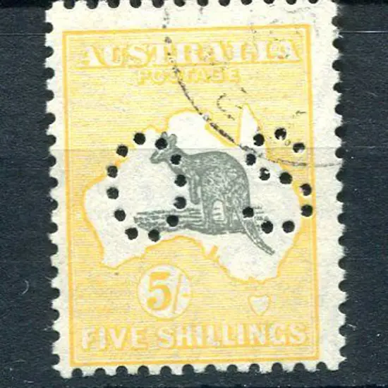 1929/30 5/- grey & yellow-orange kangaroo, SMW ...