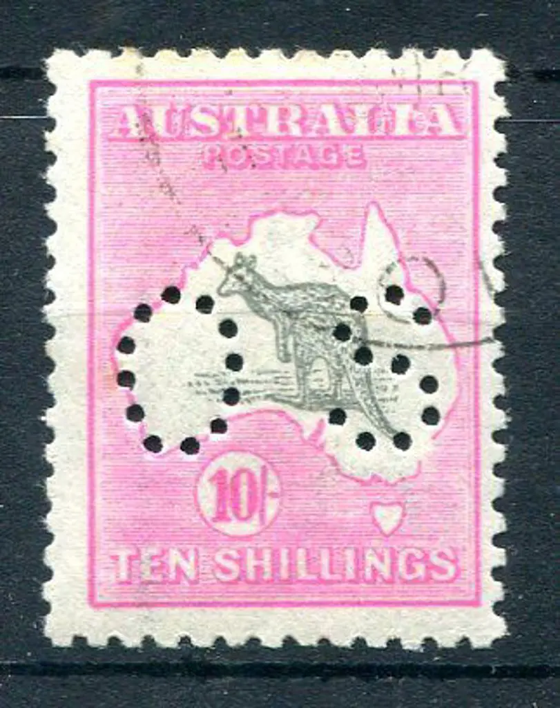 1915/28 10/- grey & aniline-pink with "broken ... Image 1++