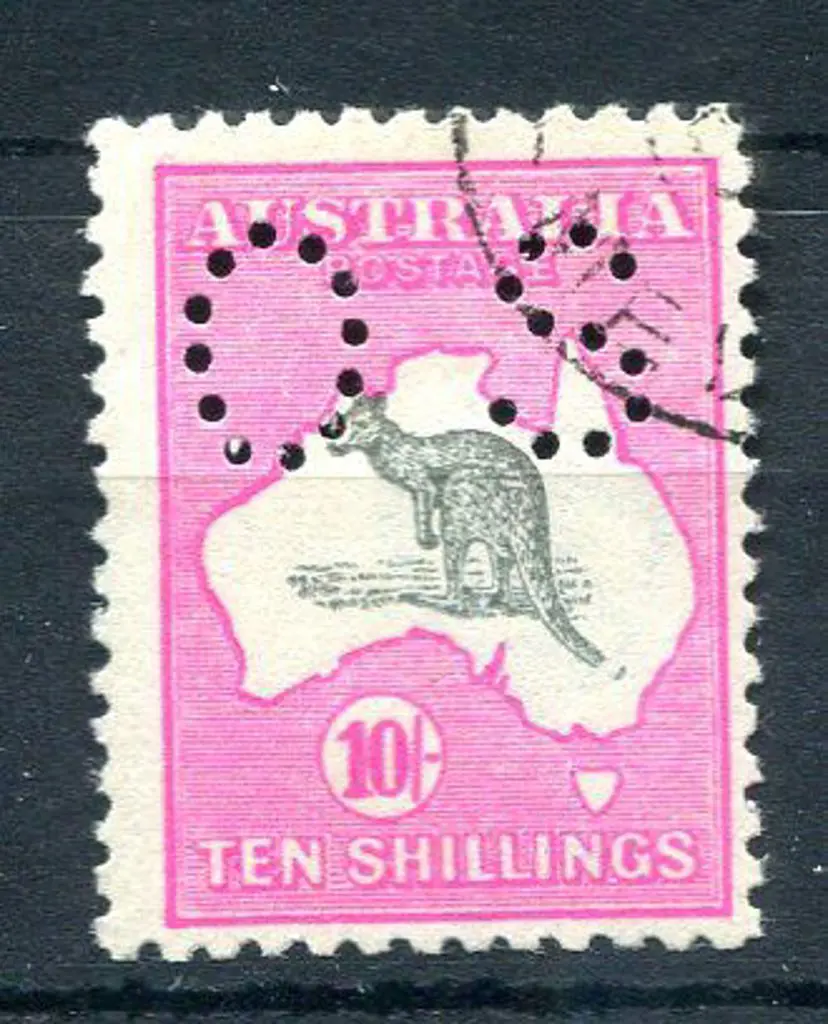 1915/28 10/- grey & intense aniline-pink with ... Image 1++
