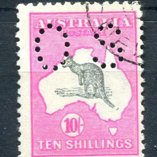 1915/28 10/- grey & intense aniline-pink with ...