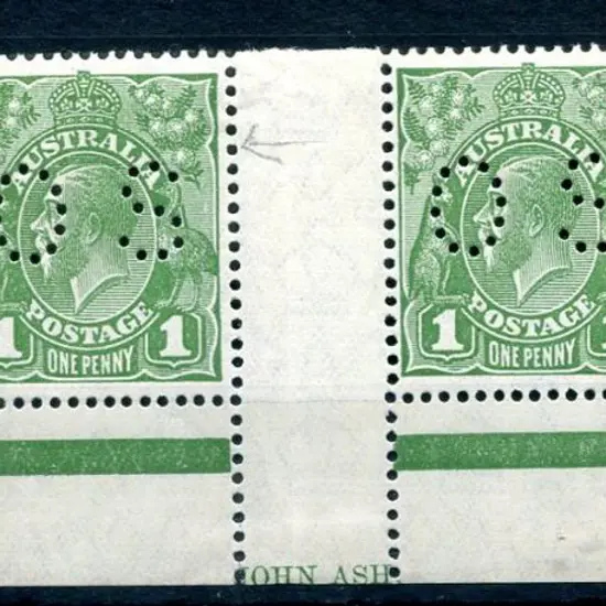 1926/30 1d green, SMW perf. 13½x12½, Ash imprint ...