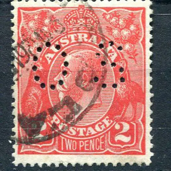 1922 2d red KGV with inverted wmk perfined "OS". ...