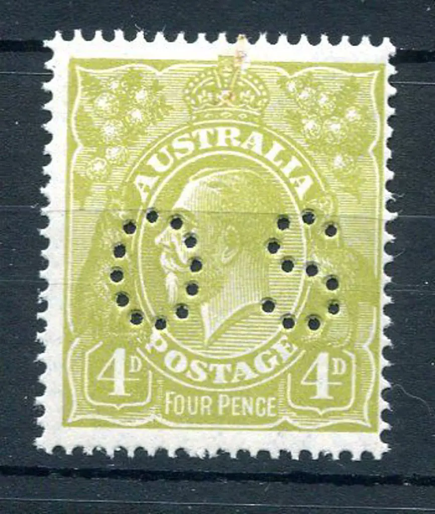 1926 4d greenish-olive KGV, LMW Perf.14 perfined ... Image 1++