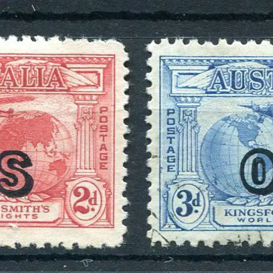 1931 2d & 3d Kingsford Smith ovptd "OS". Fine CTO. ...