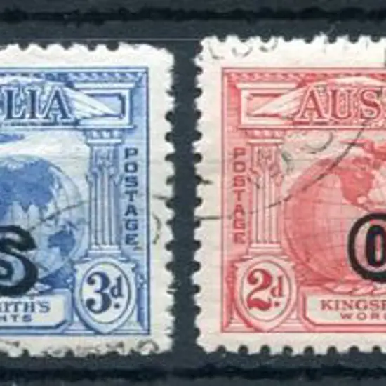 1931 2d & 3d Kingsford Smith pairs x 2 ovptd "OS" ...