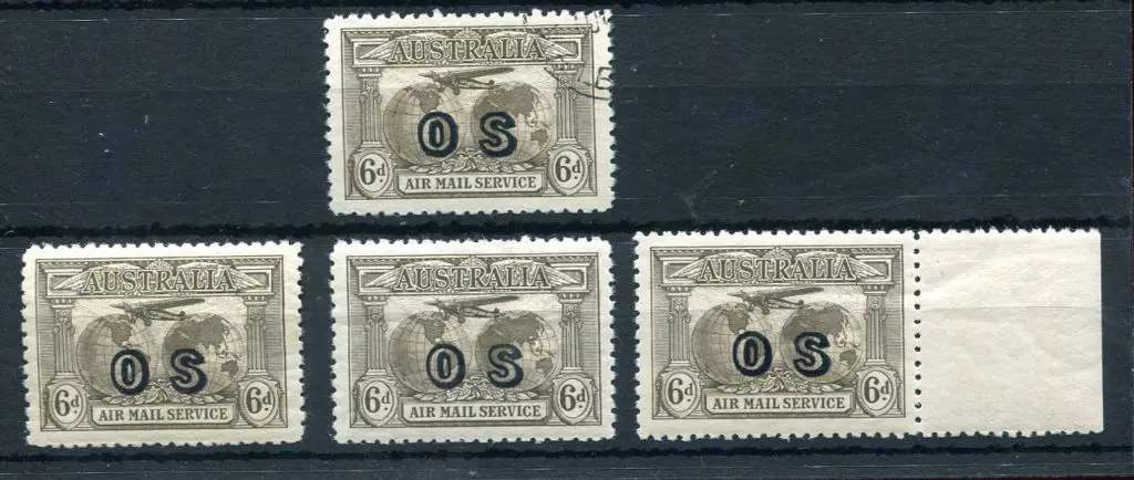 1931 6d brown Kingsford Smith Airmail ovptd "OS" ... Image 1++