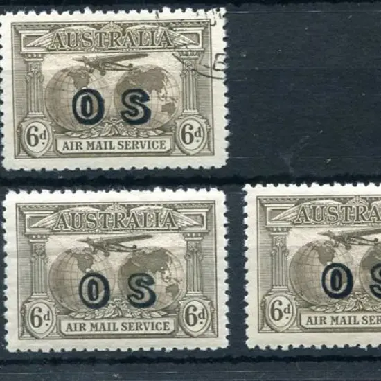 1931 6d brown Kingsford Smith Airmail ovptd "OS" ...