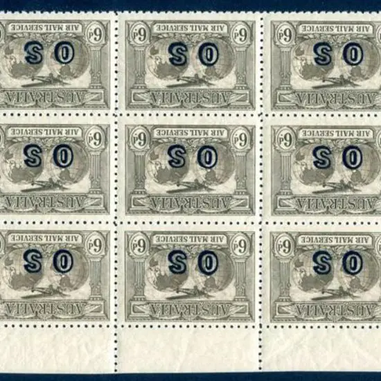 1931 6d brown Kingsford Smith Airmail ovptd "OS" ...