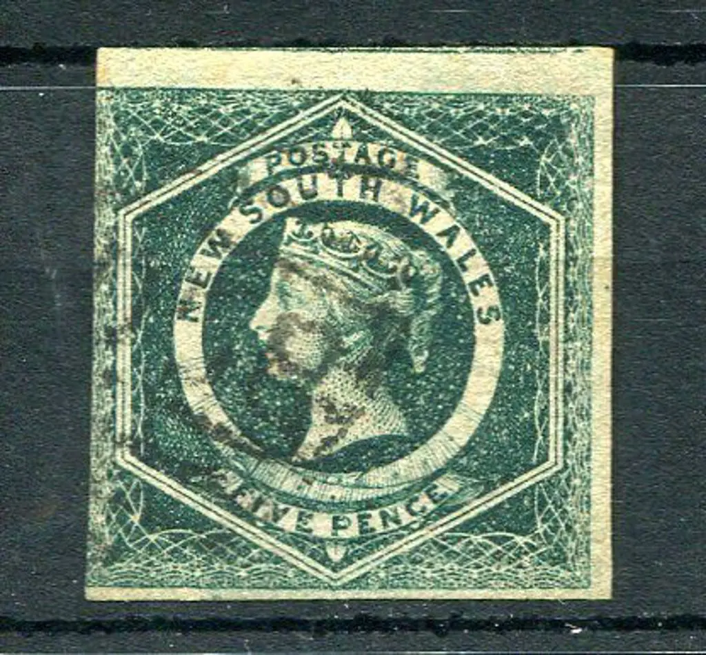 1854/59 5d dull green laureate, wmk double lined ... Image 1++