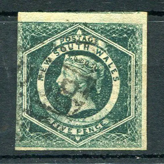 1854/59 5d dull green laureate, wmk double lined ...