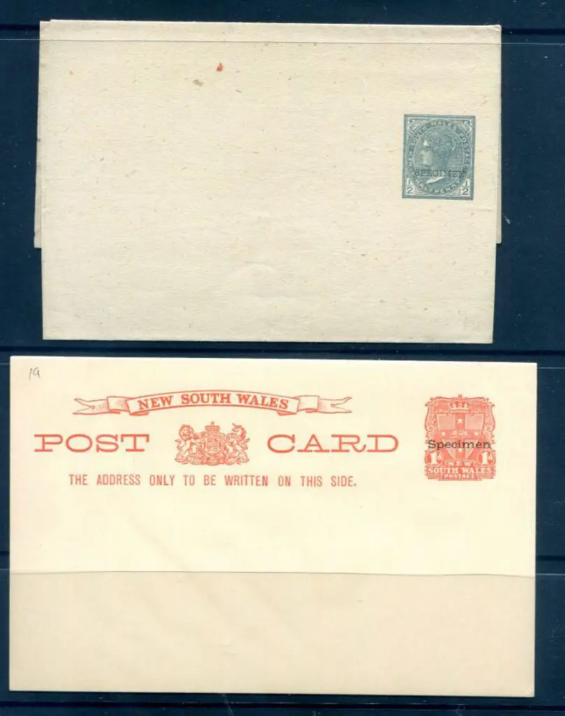 1892 ½d grey QV wrapper ovptd "SPECIMEN" plus 1d ... Image 1++