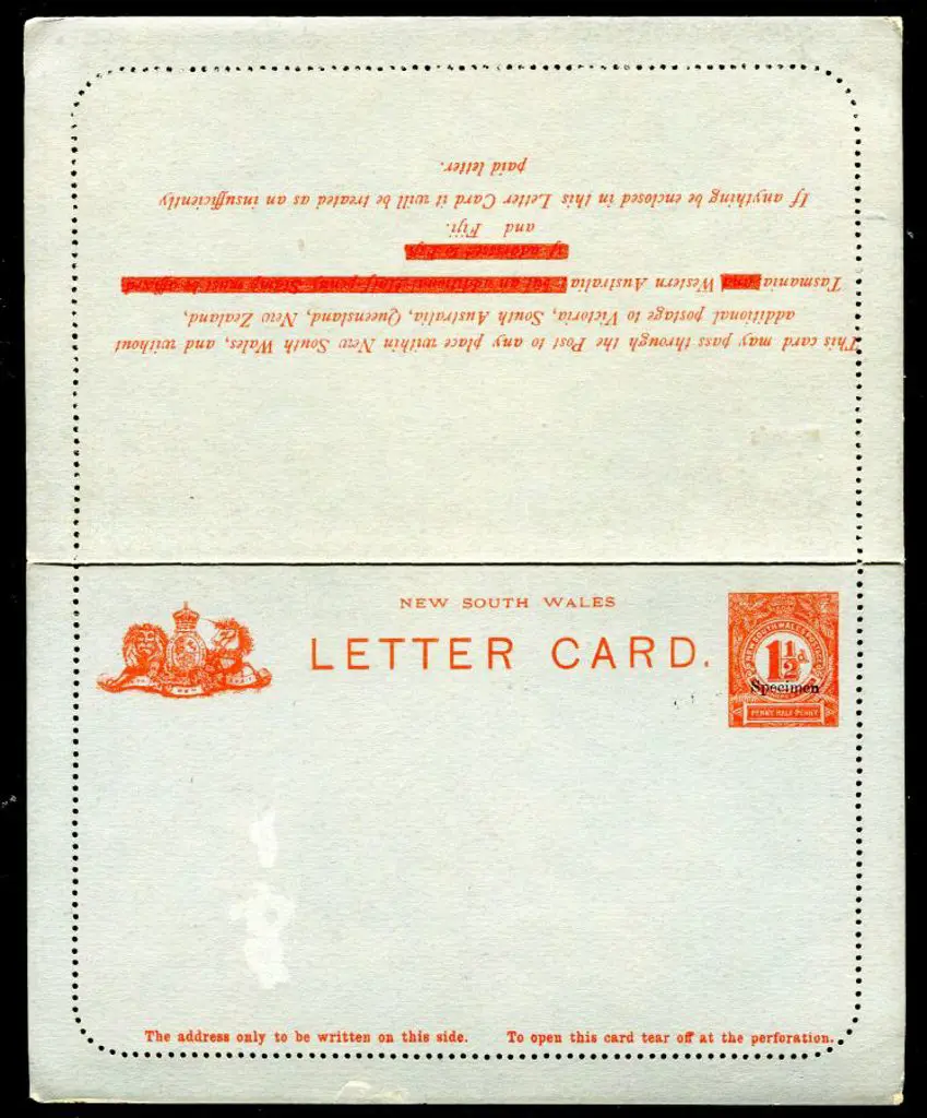 1897 1½d vermilion Letter Card on grey stock ovptd ... Image 1++